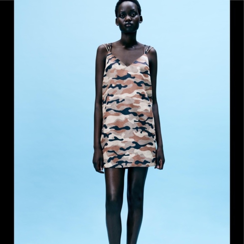 Zara camo print linen dress